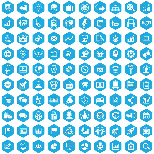 Conjunto universal de 100 íconos de marketing