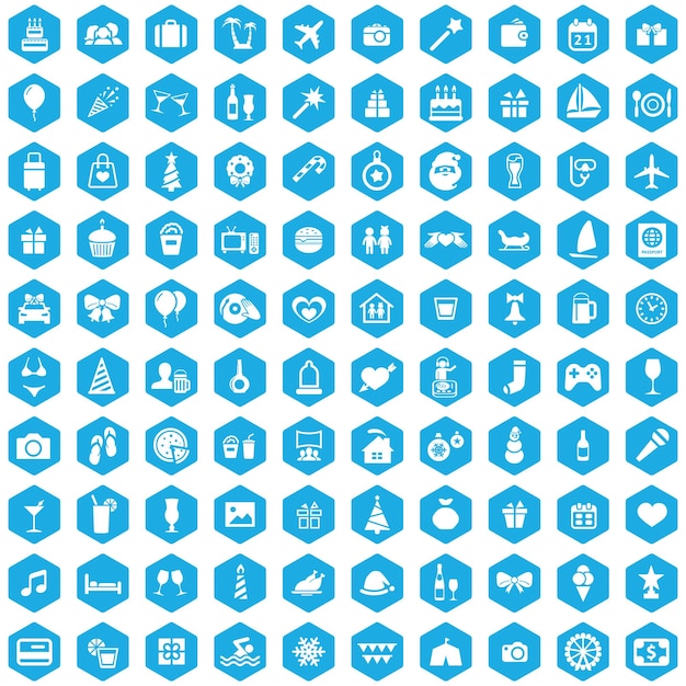 Conjunto universal de 100 íconos de vacaciones