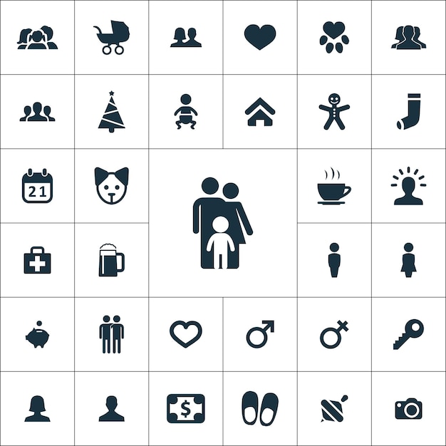 Conjunto universal de íconos familiares