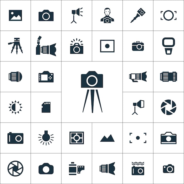 El conjunto universal de iconos de fotografía