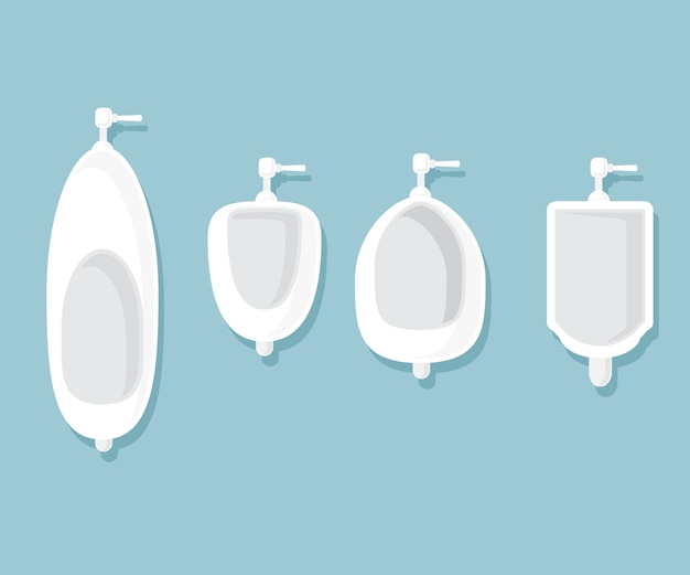 Vector conjunto de urinarios en la ilustración de vector de baño