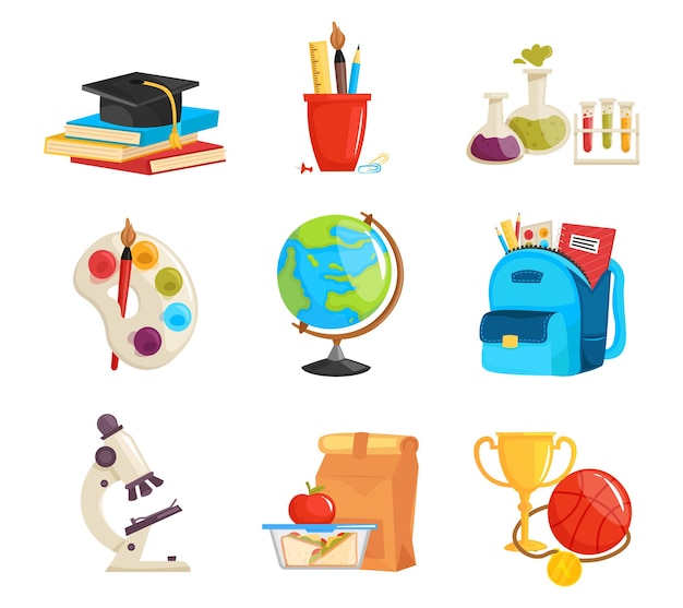 Conjunto de útiles escolares de dibujos animados | Vector Premium Conjunto de útiles escolares de dibujos animados | Vector Premium