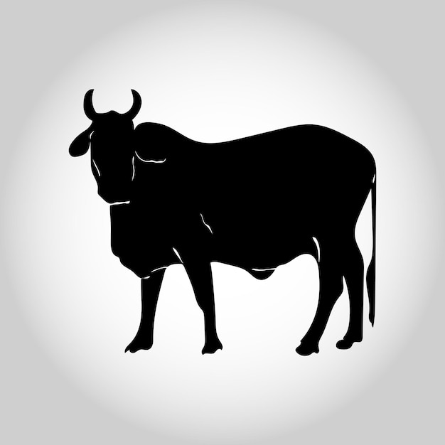 conjunto, de, vacas, negro, silueta, vaca, aislado, blanco