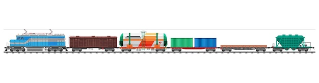 Vector conjunto de vagones de carga de tren cisternas carros