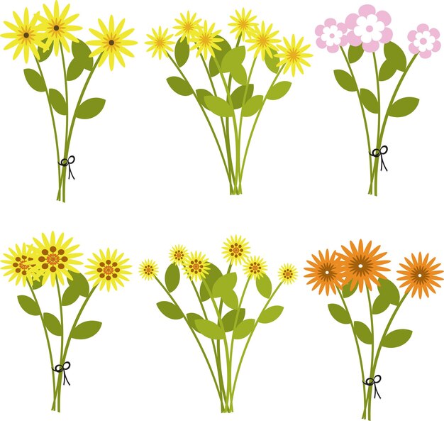 Vector conjunto de varias flores de primavera