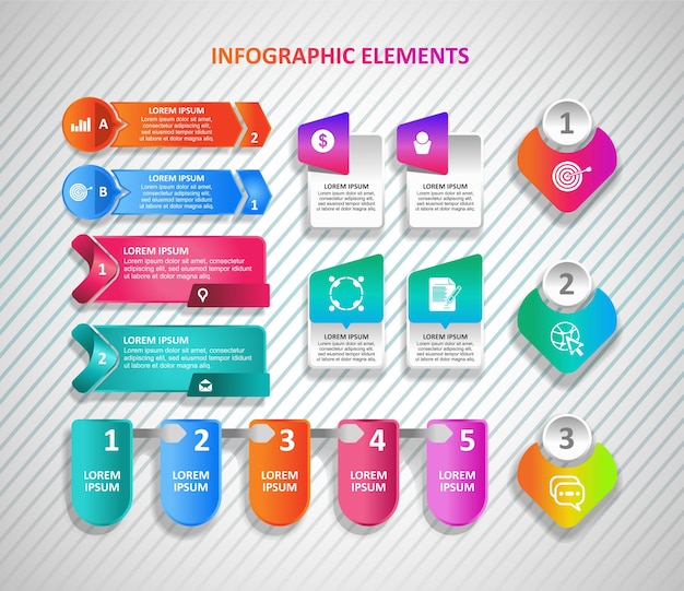 Conjunto de varias formas para elementos infográficos.