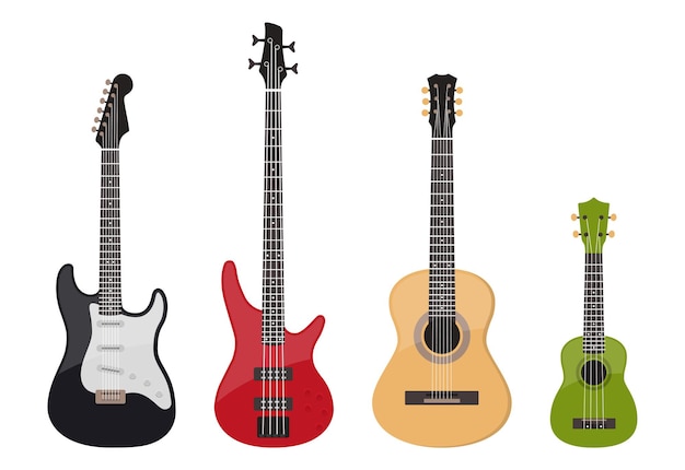 conjunto de varias guitarras