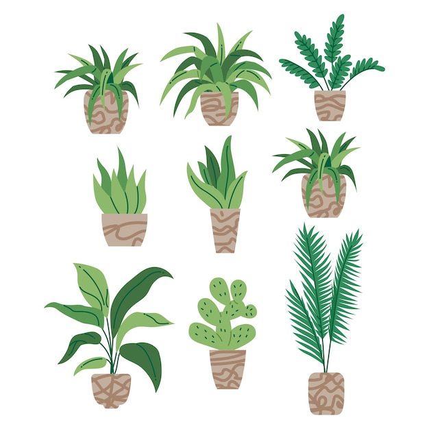 Un conjunto de varias ilustraciones de plantas de casas planas