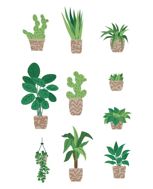 Un conjunto de varias ilustraciones de plantas de casas planas