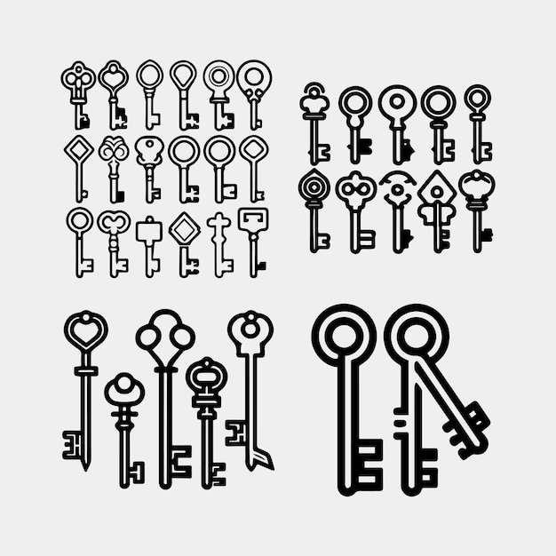 conjunto de varias llaves aisladas