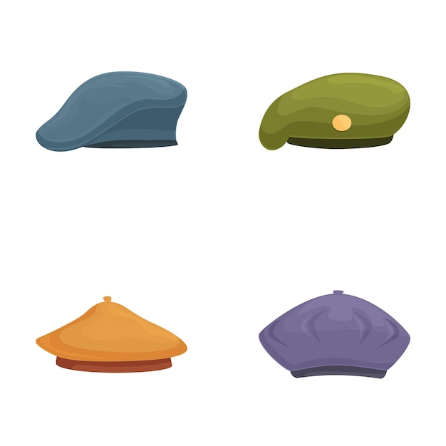 Conjunto de varias tapas planas de dibujos animados