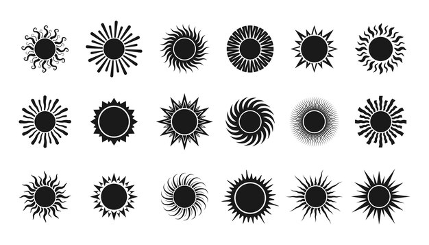 Conjunto de variedad de iconos de sol Cielo de naturaleza de sol de verano