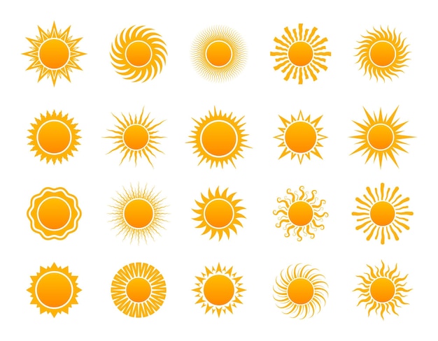 Conjunto de variedad de iconos de sol Cielo de naturaleza de sol de verano