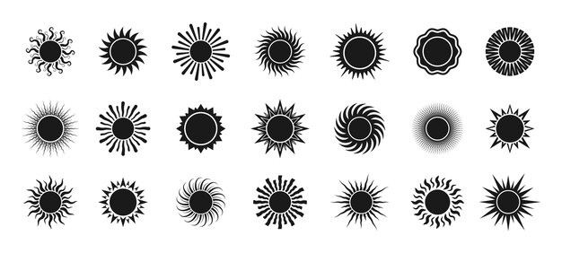 Conjunto de variedad de iconos de sol Cielo de naturaleza de sol de verano