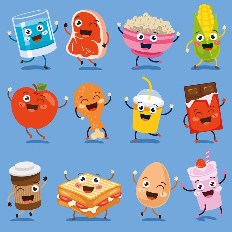 Vector conjunto de varios alimentos deliciosos