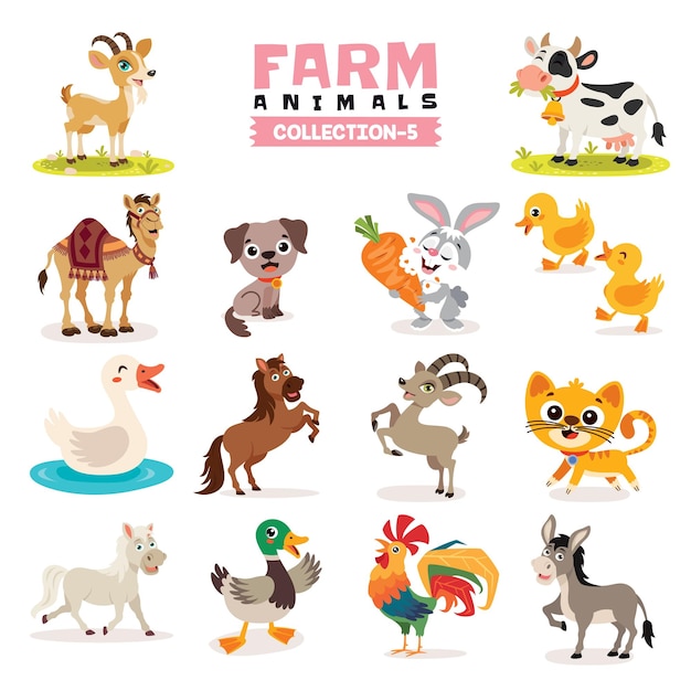 Conjunto de varios animales de granja