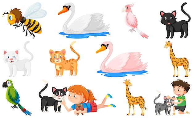 Conjunto de varios animales salvajes en estilo de dibujos animados