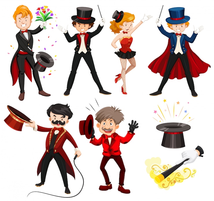 Vector conjunto de varios artistas de circo