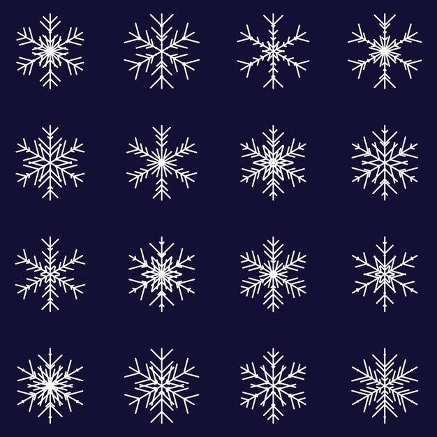 Un conjunto de varios copos de nieve decorativos Elementos gráficos para postales de diseño de telas de decoración
