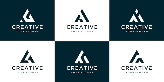 Conjunto de varios diseños de plantillas de logotipo letra A