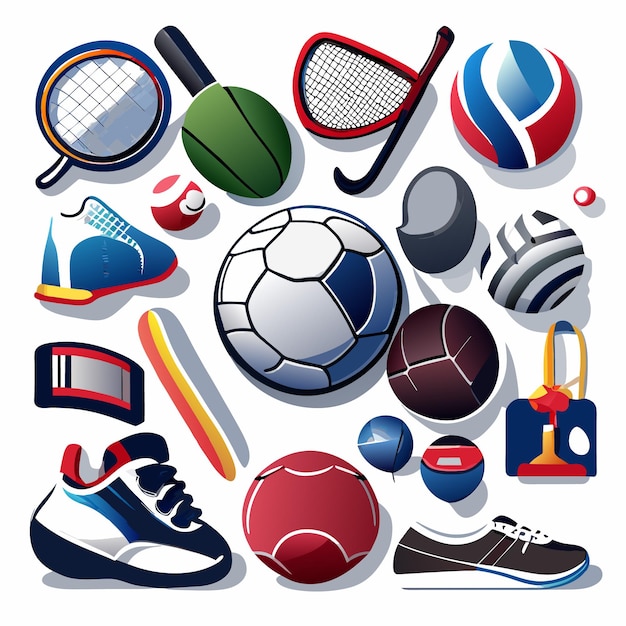 Vector conjunto de varios equipos deportivos con vector de estilo de dibujo de pelota