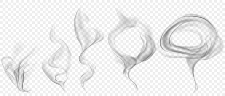 Vector conjunto de varios humos grises transparentes realistas o vapor para usar en fondo claro transparencia solo en formato vectorial