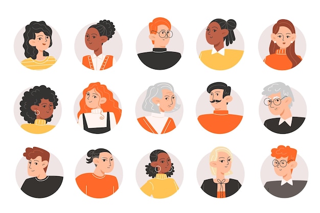 Vector conjunto de varios iconos de personas para el avatar