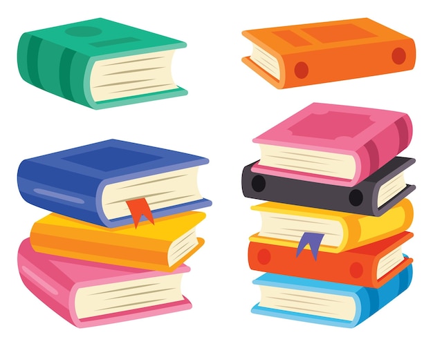 Conjunto de varios libros coloridos
