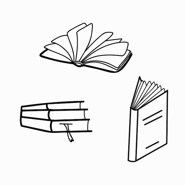 Conjunto de varios libros están abiertos y cerrados acostados en montones y por separado y listos para la educación