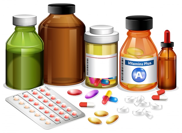 Vector conjunto de varios medicamentos