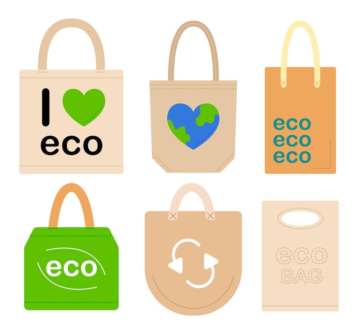 Vector conjunto de varios paquetes ecológicos, ilustración vectorial