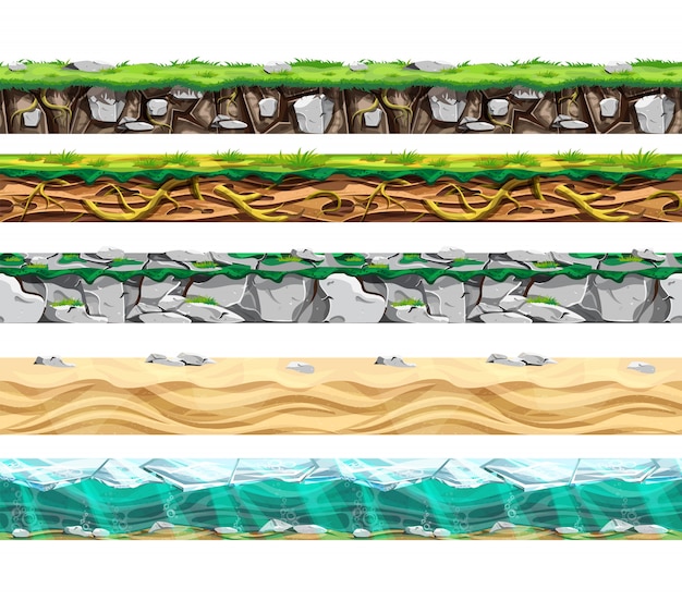 Vector conjunto de varios tipos de superficie terrestre.