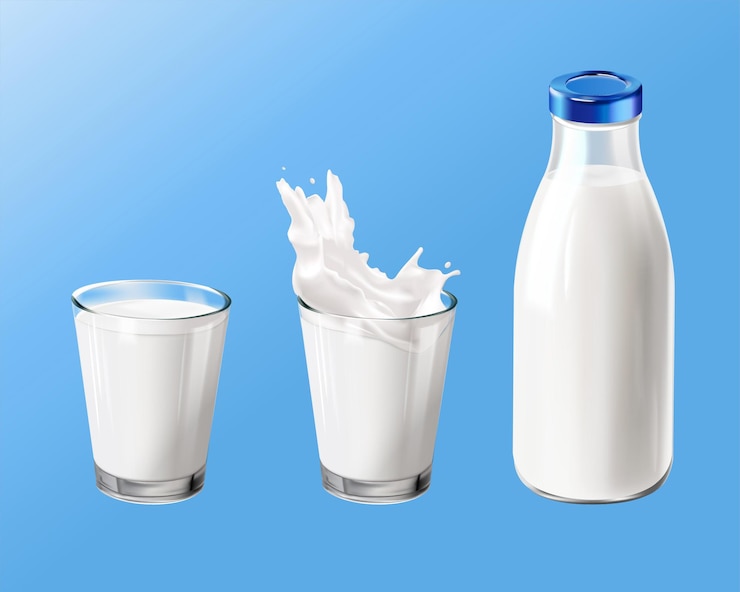 Vector conjunto de vasos de leche y botella