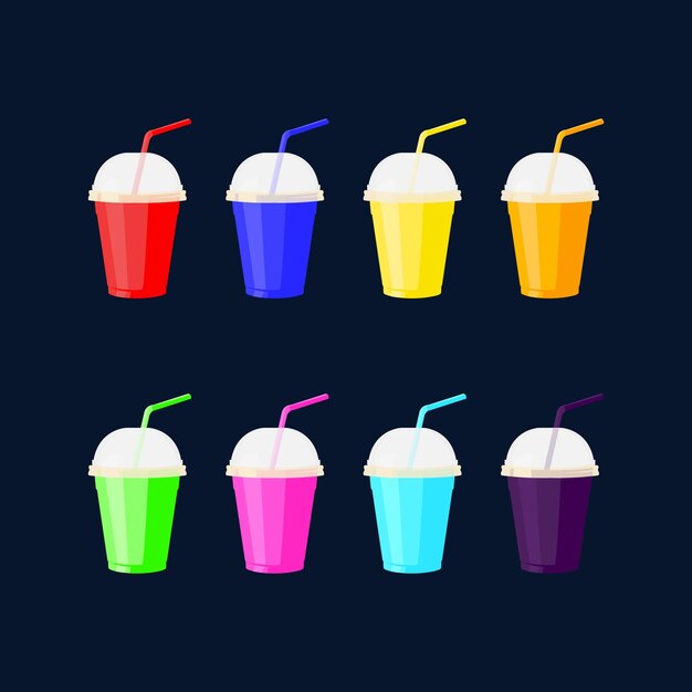 Conjunto de vasos de papel multicolor ilustración vectorial