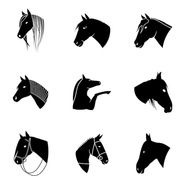 Conjunto de vector de caballo. La ilustración simple en forma de caballo, elementos editables, se puede utilizar en el diseño de logotipos