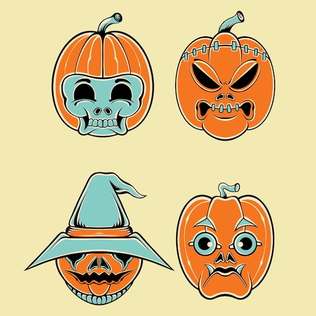 Vector conjunto de vector de caracteres de miedo de halloween