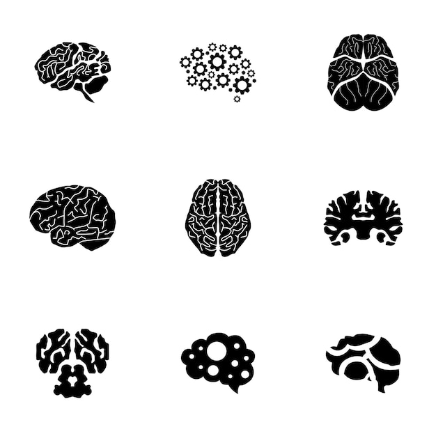 Conjunto de vector de cerebro. la ilustración simple de la forma del cerebro, elementos editables, se puede utilizar en el diseño de logotipos