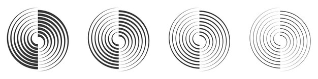 conjunto, de, vector, círculo, elementos, negro, lineal, círculo