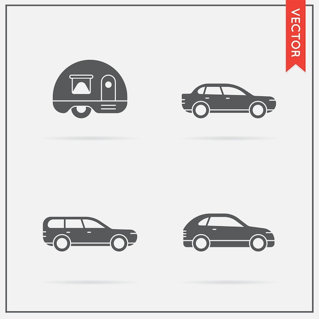 Conjunto, de, vector, coche, iconos