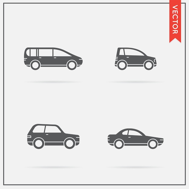 Conjunto, de, vector, coche, iconos