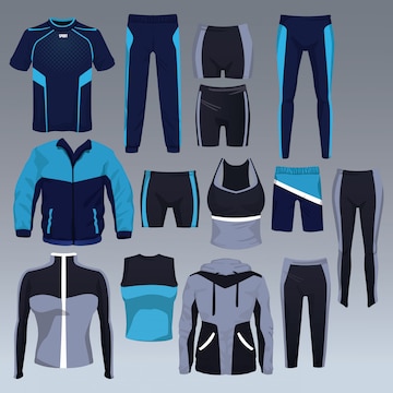 Conjunto de vector de colección de ropa deportiva