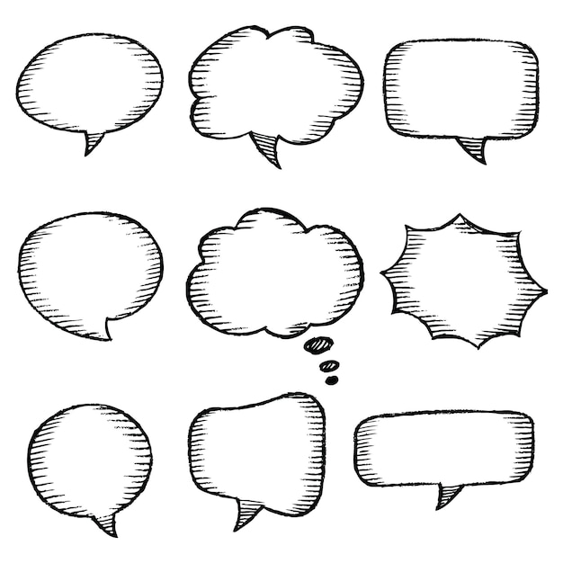 Conjunto de vector de dibujo de burbujas de discurso