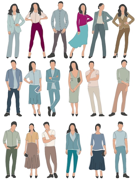 Conjunto de vector de dibujo de personas, aislado