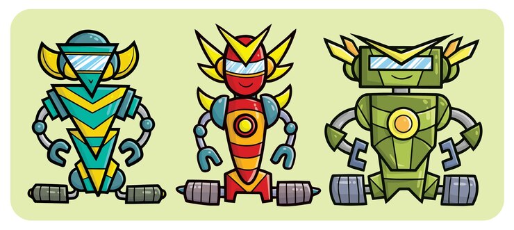 Vector conjunto de vector de dibujos animados de robot futurista fresco