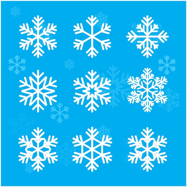 Conjunto de vector de diseño de copos de nieve de Navidad