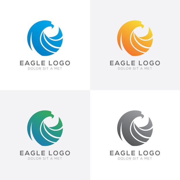 Conjunto de vector de diseño de logotipo águila geométrica colorida abstracta