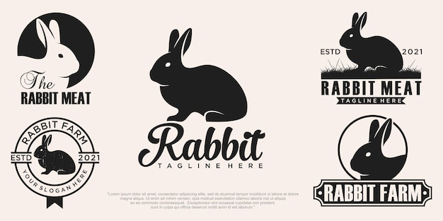 Conjunto de vector de diseño de logotipo de conejo