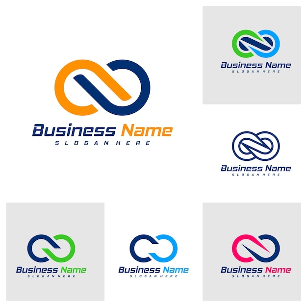 Conjunto de vector de diseño de logotipo Infinity Concepto de plantilla de diseño de logotipo Nolimit