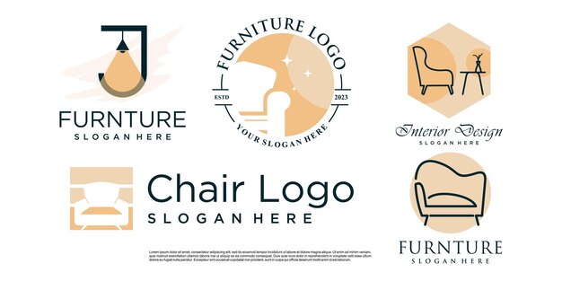 Conjunto de vector de diseño de logotipo de muebles de paquete con idea de concepto creativo