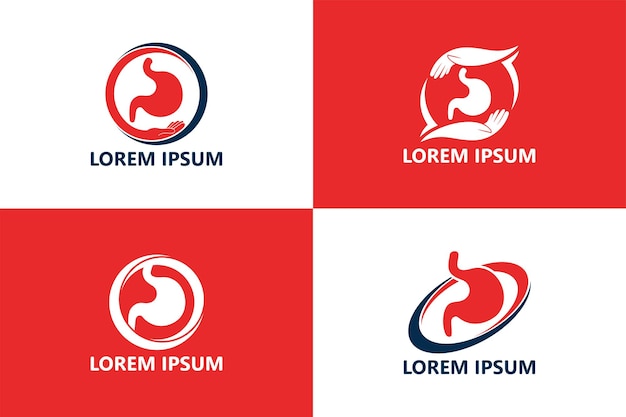 Conjunto de vector de diseño de plantilla de logotipo de cuidado de estómago